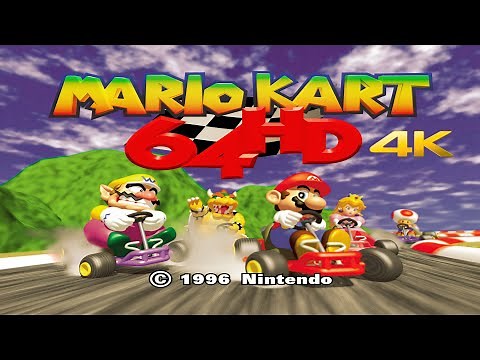 Dolphin | Mario Kart 64 4K UHD Texture Pack Flower Cup Playthrough | Wii VC Emulator PC Gameplay