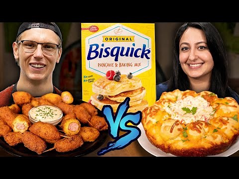 Bisquick Battle: Cheesy Monkey Bread vs. Crabcake Corn Dogs