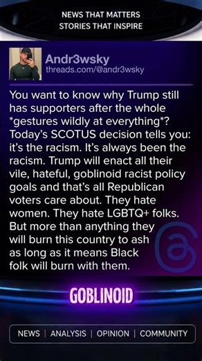 You want to know why Trump still has supporters after the whole*gestures wildly at everything