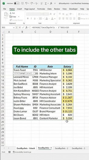 Combine multiple tabs into one in Excel! #excel #spreadsheet #excelhacks