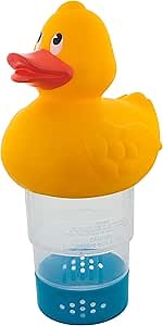 U.S. Pool Supply Duck Floating Pool Chlorine Dispenser, Collapsible Base, Holds 3" Chemical Tablets - Fun Cute 6.5" Yellow Duck Animal Floater Decoration - Adjustable Balanced Chemical Delivery