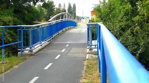 Modern Bridge on the River and Cycle Route