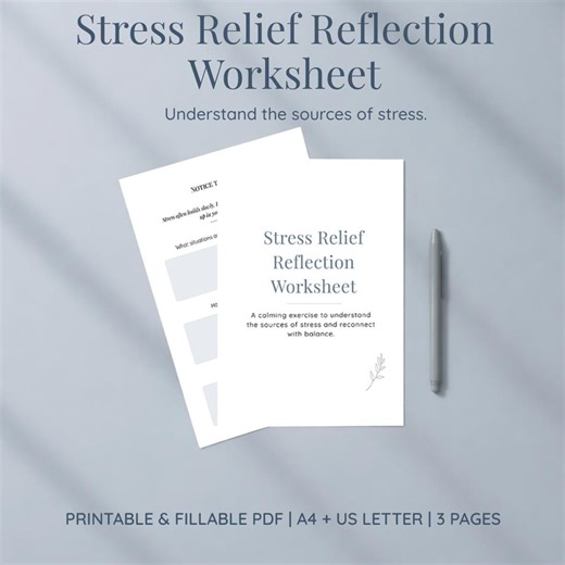Stress Relief Reflection Worksheet | CBT Therapy Worksheet | Anxiety & Mental Health Printable PDF - Etsy
