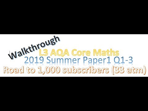AQA L3 Core Maths Summer 2019 Paper 1 Q1-3