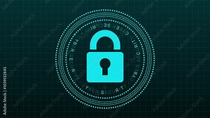 Lock icon security padlock button secure web safe symbol vector protection safety key sign internet illustration Stock Video