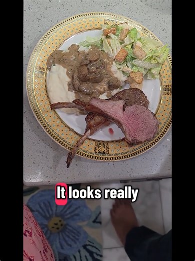 Its our 21st wedding anniversary dinner. One menu today #rackoflamb #mashedpotatoes #cesarsalad #tuxedochocolatemoussecake #weddinganniversary @Trini Dad