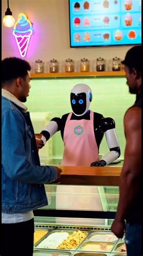 🍦🤖 Never disrespect the robot that scoops your ice cream. In this Sora sketch, my friend throws an ice cream cone at a humanoid robot worker… Next scene: 100 robots chase us down the street. Funny? Yes. Terrifying? Also yes. Boston Dynamics just announced plans to scale humanoid robot production using car assembly lines—up to 100,000 robots a year. These robots don’t just work… they learn together. One robot learns, all robots learn. A true hive mind. That means if one robot remembers you… the