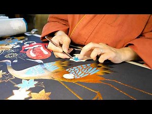 Amazing Japanese Kimono Craftsmanship! The Rolling Stones Hanging Scroll Process
