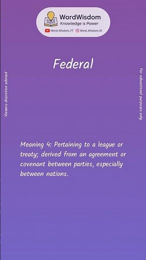 What does "Federal" mean? | English vocabulary shorts | #federal #wordwisdom