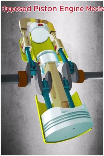 Opposed Piston Engine Mechanism | 3D Mechanical Animation #shorts