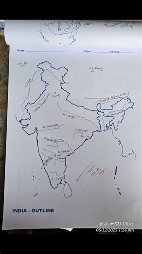 Indian rivers outline map