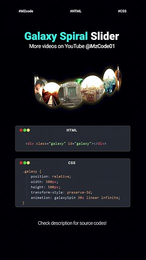 Galaxy Spiral Slider CSS & JavaScript Tutorial #webdesign