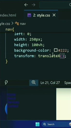Menu slide Animation by css (End-part). #codingtutorial #coding #programming #webdevelopment
