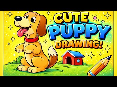 Cute Puppy Drawing – Easy & Fun|How to Draw a Cute Puppy 🐾|Cute Puppy Drawing for Beginners🐶✨\t