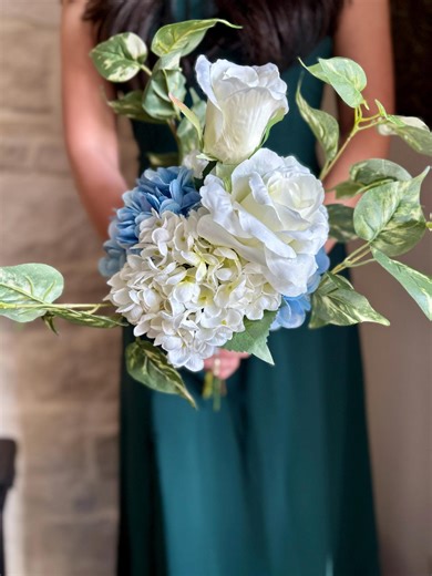 Blue and White Faux Bridesmaids Bouquet. Classic Coastal Wedding Flowers, Hydrangea Bouquet. the Hannah Collection. - Etsy