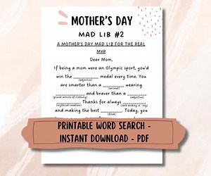 Printable Mother's Day Mad Lib: Funny Fill-in Card (PDF) - Etsy