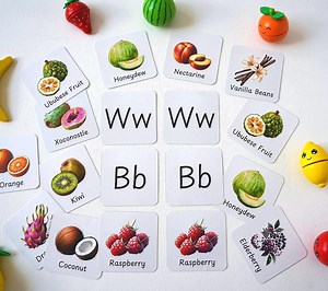Printable Fruit Alphabet Matching Game Cards: Montessori Homeschool Resource - Etsy