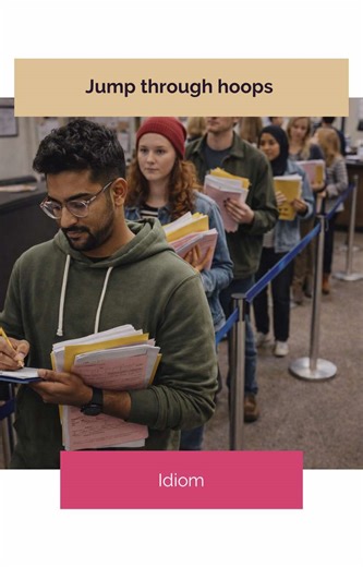 To jump through hoops means to go through a lot of effort or unnecessary steps to achieve something. It often suggests that the process is more complicated than it should be. In Atomic Habits, the author invites us to look at how we will often accept extra effort if it helps us avoid immediate discomfort! #LearnEnglish #EnglishVocabulary #AdvancedEnglish #SpeakEnglish #EnglishFluency