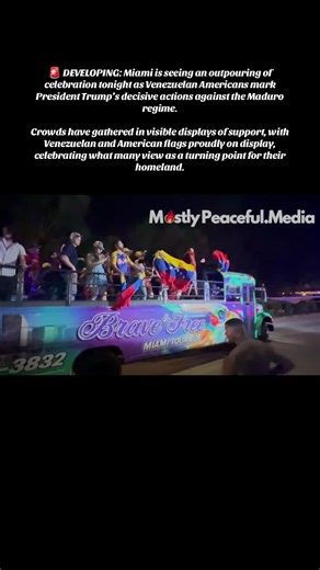 🚨 DEVELOPING: Miami is seeing an outpouring of celebration tonight as Venezuelan Americans mark President Trump’s decisive actions against the Maduro regime. Crowds have gathered in visible displays of support, with Venezuelan and American flags proudly on display, celebrating what many view as a turning point for their homeland. For many in the community, the moment represents hope, relief, and the belief that Venezuela may finally have a path back toward freedom and stability. Scenes like the
