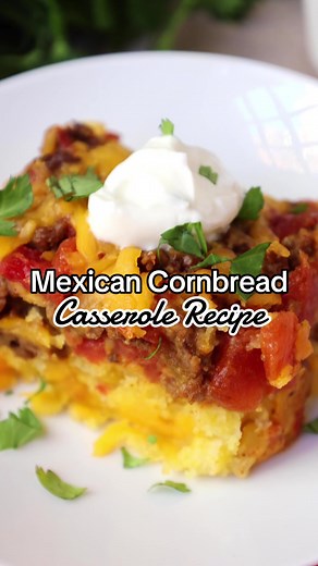 This easy Mexican cornbread casserole recipe is made with ground beef, Jiffy corn muffin mix, sweet corn, taco seasoning, Rotel, and cheese. Ingredients ½ pound ground beef 1 can Rotel diced tomatoes with green chilies drained, 10 oz each ½ packet taco seasoning 1 box Jiffy Corn Muffin Mix 8.5 oz ⅓ cup milk 1 large egg 1 can sweet corn drained, 15 oz 1 cup shredded sharp cheddar Directions Preheat the oven to 350ºF (175ºC). Coat an 8 by 8-inch baking dish in cooking spray or butter and set aside