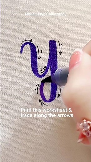 How to Write Letter Y - Easy Tutorial for Beginners #nhuandaocalligraphy #brushlettering#shorts