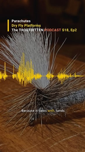PODCAST: Dry Fly Platforms - Parachutes - The Troutbitten Fly Box (S18, Ep2). This episode of the Troutbitten Podcast is available, everywhere you listen. The parachute platform is our favorite style of dry fly and the favorite of many other anglers, because of its utility. Because it form is functional. Because it casts well, lands upright and keeps floating, even though heavy water. It fools picky trout and looks enough like an emerger and a spinner that you might get away with one fly, all th