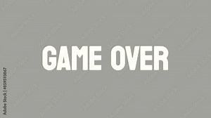 'GAME OVER' Text Effect Animation, popping texts for Business start video games TV distortion effect. Retro, vintage 8-bit game style. video Business, games, entertainment and digital interface.