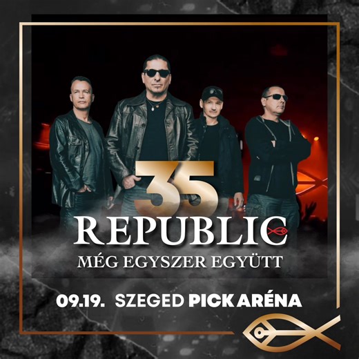 Valami egészen különleges készül Szegeden… Szeptember 19-én újra megtörténik az, amit eddig csak egyszer, csak egyetlen este láthatott az ország: a Republic történetének eddigi legnagyobb és legmeghatóbb koncertjén. Aki ott volt februárban az MVM Dome-ban, tudja, miről beszélünk. Aki nem – most megkapja az esélyt, hogy részese legyen. A Pick Aréna nem csak egy koncert helyszíne lesz ezen az estén. Ezúttal több lesz, mint színpad, fények és hangok. Egy este, amikor a múlt megérinti a jelent. Amik
