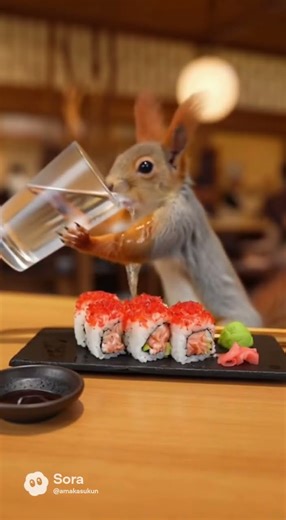 WASABI ATTACK! Squirrel Tries Spicy Sushi 🍣😭