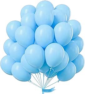 PartyWoo Light Blue Balloons, 52 pcs 12 Inch Blue Balloons, Latex Balloons for Balloon Garland or Balloon Arch as Birthday Party Decorations, Wedding Decorations, Baby Shower Decorations, Blue-Y4