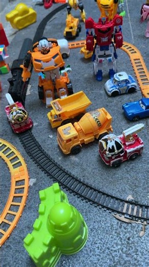 Model railroad!! Train and Fire Truck #modelrailroad #railway #train #funny #shorts #robocarpoli