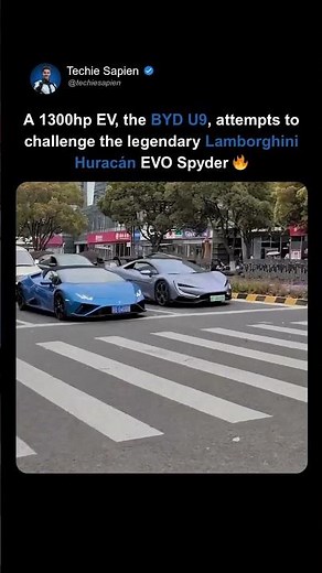 Lamborghini Huracán EVO Spyder VS BYD U9 Electric Supercar!🔥