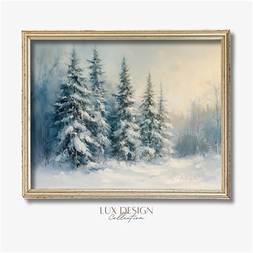 Winter Printable Pine Trees Landscape - Rustic Moody Wall Art, Cozy Farmhouse Snowy Scene, Misty Forest Decor, Digital Download 183 - Etsy