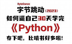 【2023强推】逼自己30天跟着字节大佬搞定Python,强到离谱！学完即可就业！超超超级基础 Python 入门教程，现在免费分享给大家！