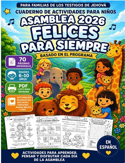 Felices Para Siempre Cuaderno de actividades para niños 2026 Asamblea / JW kids Spanish Español/ Eternal Happiness - Etsy México