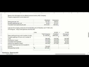 Managerial Accounting - Chapter 6 (Video 2) - Segmented Income Statement - 2023