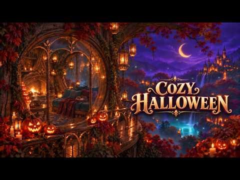 Relaxing Halloween Ambience 🎃 Fairy Music, Autumn Rain & Fireplace Sounds | 8 Hours