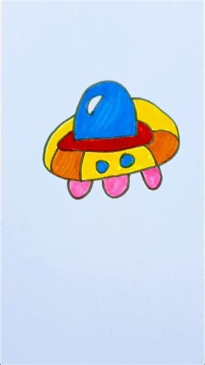 spaceship drawing for kids with colour #spaceship #easydrawing #viralshort #shortsart #trending