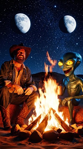 Cowboy Alien = Jokes by the fire and laughter😂🙊 #fyp #pov #funnyvideos #comedy #funnyreels | Gigagiggles.a.i