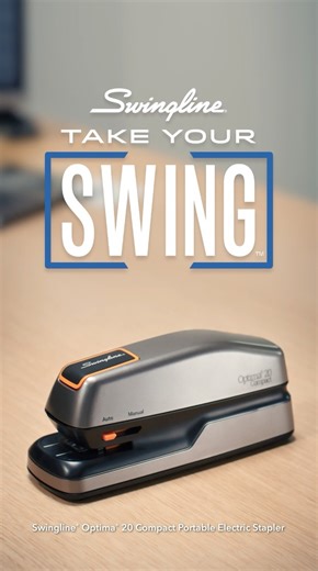 Swingline on Instagram: "For tax season or any other stapling reason the newly redesigned Swingline® Optima® 20 Compact Portable Electric Stapler is a tackler of tasks. A reliable workhorse delivering whisper quiet KA-CHUNKs. This handheld sized powerhouse is your partner in productivity. Swingline® Take Your Swing™"