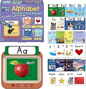 LEARNING BUGS Interactive Learning Card Player for Toddlers – 126 Sounds, Alphabet & Phonics Songs, Nursery Rhymes, Numbers, Colors & Shapes – Musical Educational Toy for Kids Ages 3+