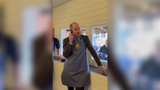 Prince William takes orders at Cornish pasty shop