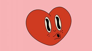 Animation Cute face Cartoon heart. 2d cartoon. 4K video footage