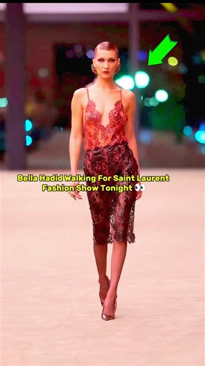 Bella Hadid Walking For Saint Laurent Fashion Show Tonight. #bellahadid #model #runway #ysl #shorts