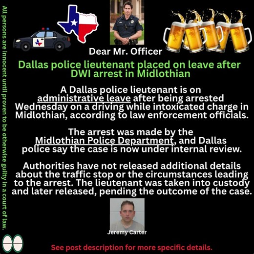 Dallas Officer Arrested on DWI Charges. #shorts #viral #fyp #subscriber #youtube #youtubers #news