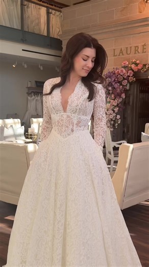 Meet “Lady” by @Justin Alexander 🤍 Long sleeves, timeless lace, the epitome of a classy gown, which detail do you love? #bridal #WeddingDressInspiration #bridalshop #bride #gown