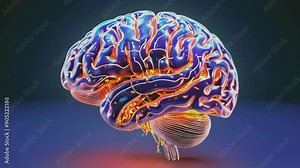 Human brain digital model. Brain scan technology concept. Neurosurgery diagnostics