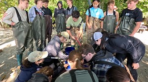 9.9K views · 48 reactions | Students from Huntingtown High School gather on the beach to watch the DNR crew reveal a variety of local species, including striped bass, blue crab, menhaden, silversides, and even a horseshoe crab! | Maryland Department of Natural Resources | Facebook