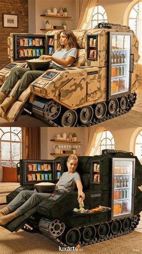 176K views · 2.3K reactions | Wow! I'm gonna need one of these Tank Recliner built-in mini fridge!  | LuxArts | Facebook