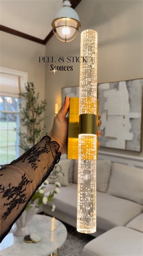 Sana Sherwani |Home Interiors & Lifestyle Blogger on Instagram: "C0MMENT : Peel & Stick Sconces for all the details 🔗 Adding peel and stick wireless sconces is an easiest, budget friendly way to decorate or refresh any space. These beautiful gold sconces are absolutely stunning, the best part is they require no hardwiring - it’s cordless, rechargeable and comes in a set of 2 and it’s remote controlled! It rotates 360 degrees so can be used in multiple ways in the bedroom, dining room, li